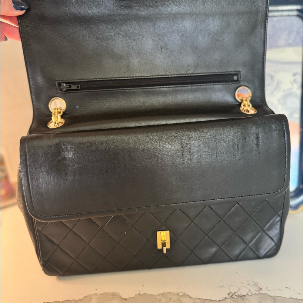 Beautiful Vintage Mademoiselle Chanel Medium Double Flap - Black Lambskin - Picture 12 of 16